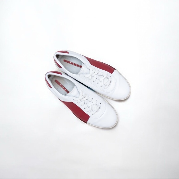 AUTHENTIC PRADA AVENUE‎ SNEAKERS SHOES WHITE + RED SIZE US 7; EU 40 - Picture 3 of 10